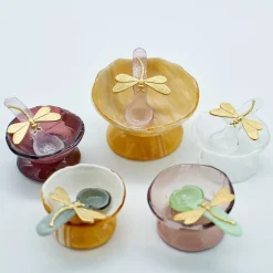 Yellow Glass Salt Cellars - Set of 2