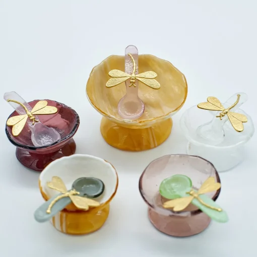 Yellow Glass Salt Cellars - Set of 2