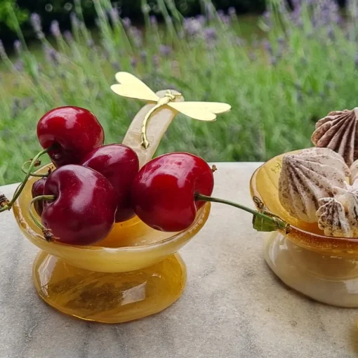 Yellow Glass Salt Cellars - Set of 2