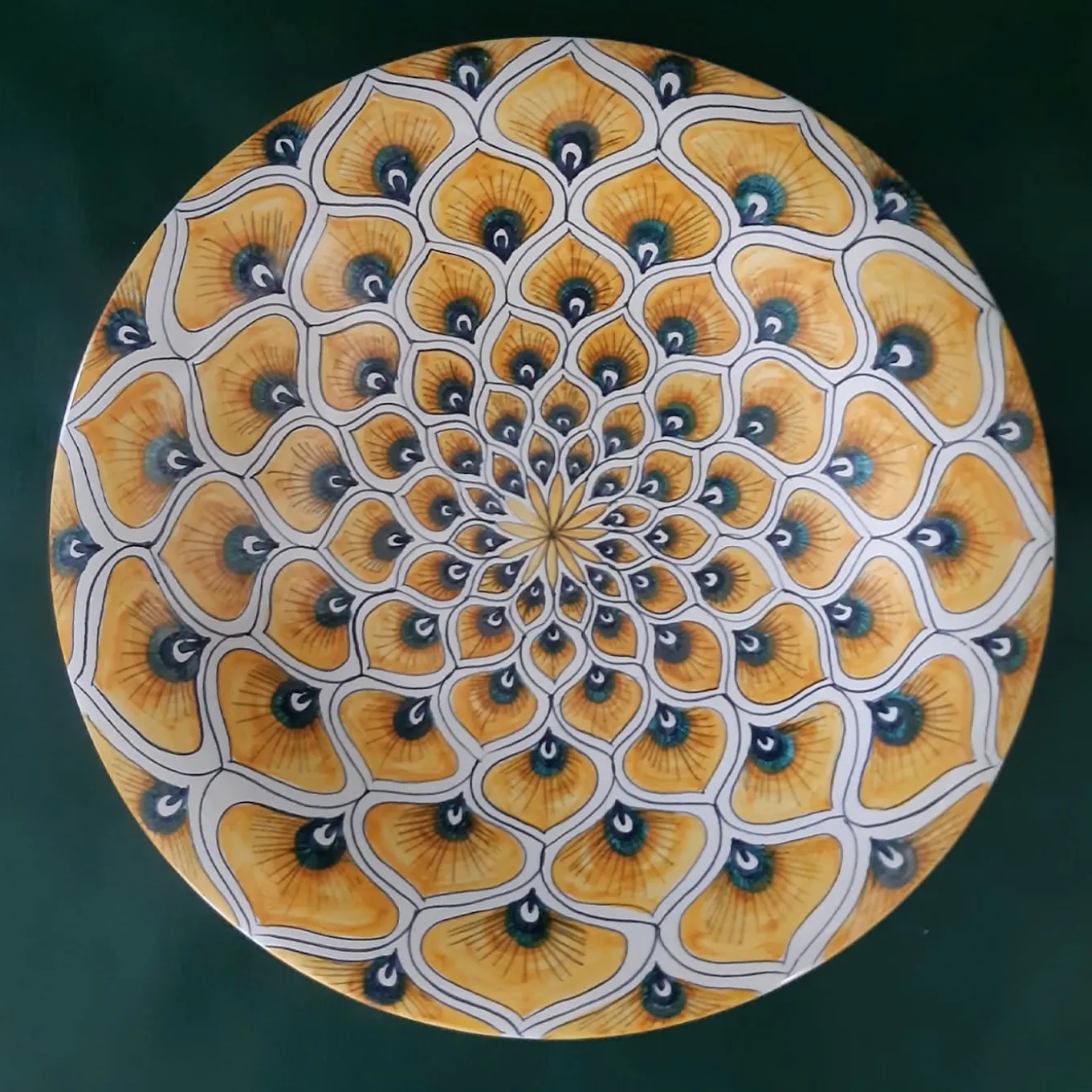 Yellow Peacock Feather ⌀ 30 cm Decorative Plate