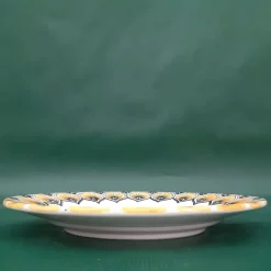 Yellow Peacock Feather Dessert Plate