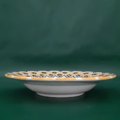 Yellow Peacock Feather Soup Plate