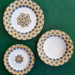 Yellow Peacock Feather Soup Plate