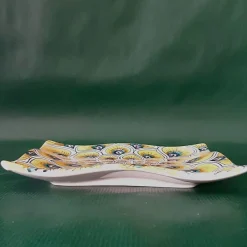 Yellow Peacock Feather Square Serving Plate