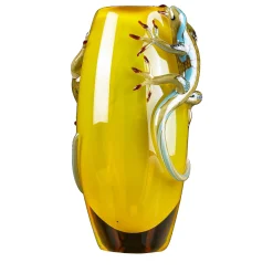 Yellow Vase with 2 Geckos