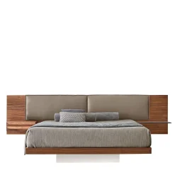 York Soft Stone Leather & Canaletto Walnut Double Bed