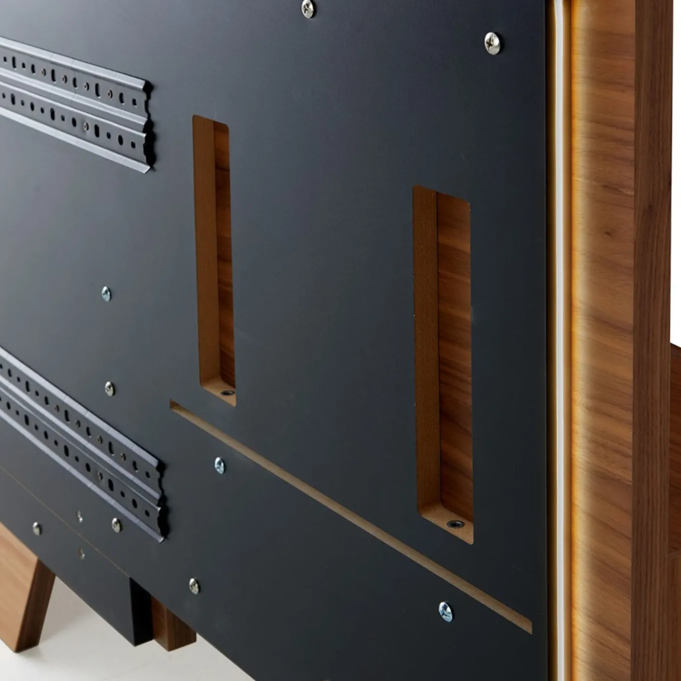 York Soft Stone Leather & Canaletto Walnut Double Bed