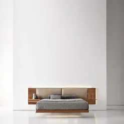 York Soft Stone Leather & Canaletto Walnut Double Bed
