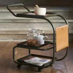 Zenzero Dark-Green Wheeled Bar Cart by Sameer Alameen