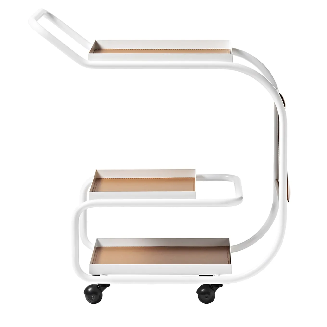 Zenzero White Wheeled Bar Cart by Sameer Alameen