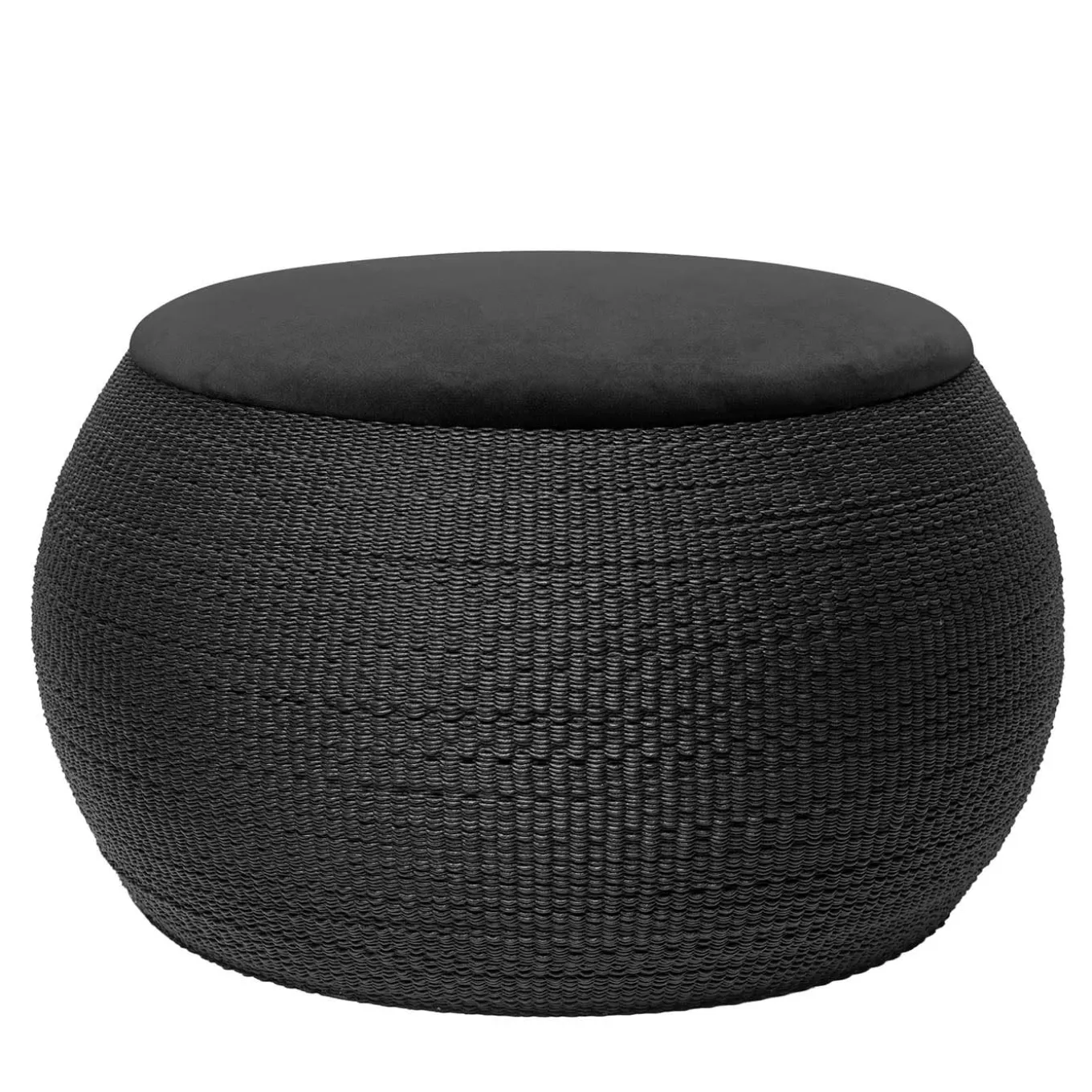 ZERO Round Medium Black Ottoman