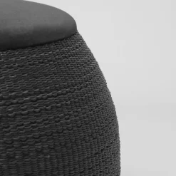 ZERO Round Medium Black Ottoman