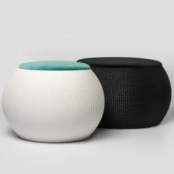 ZERO Round Medium Black Ottoman