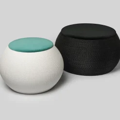 ZERO Round Medium Black Ottoman