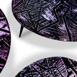 Zig-Zag Set Of Three Amethyst Crystal Coffee Tables