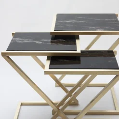 Zumm Zum Zu Set of 3 Black Marble Nesting Tables