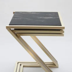 Zumm Zum Zu Set of 3 Black Marble Nesting Tables